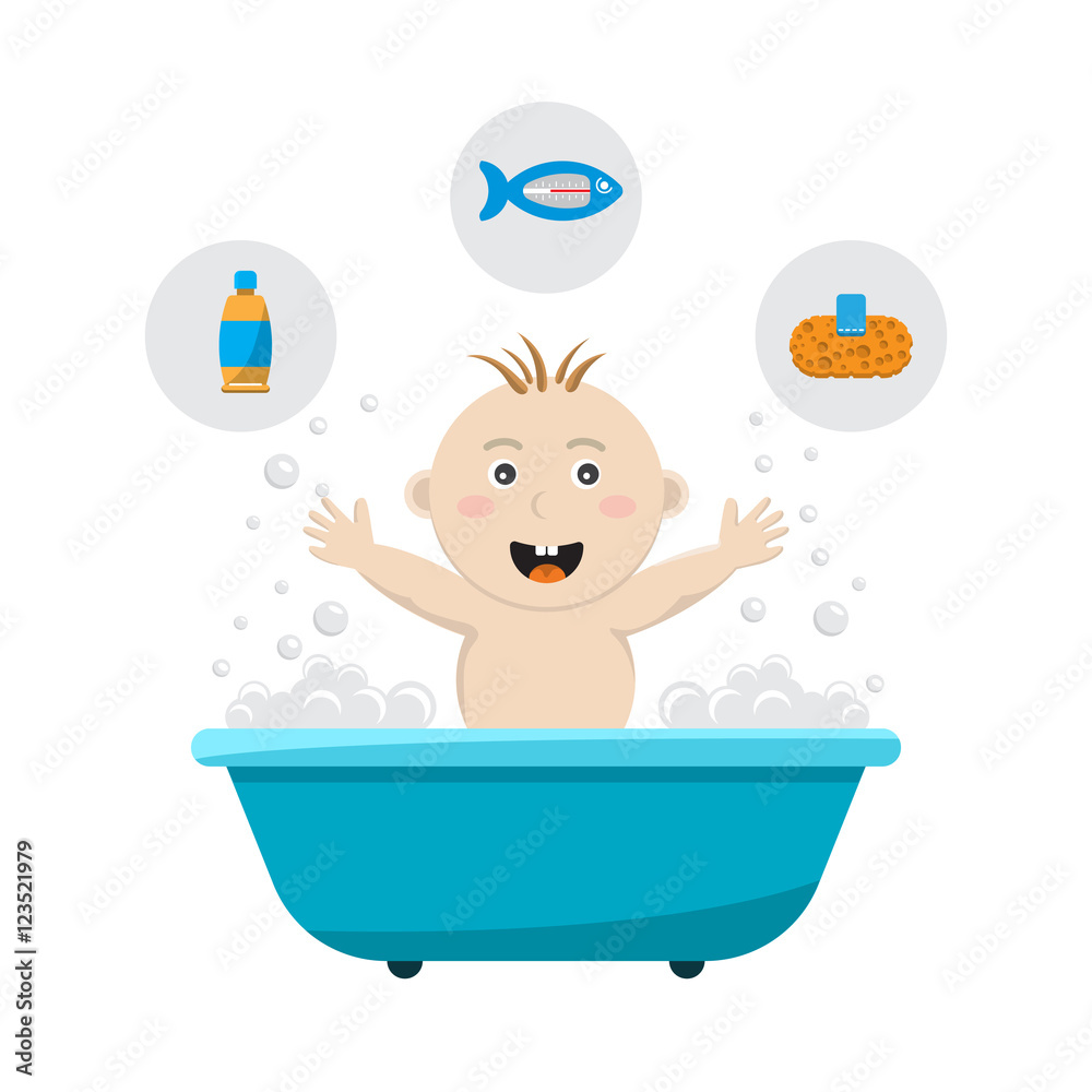 Naklejka premium Baby bathing bath