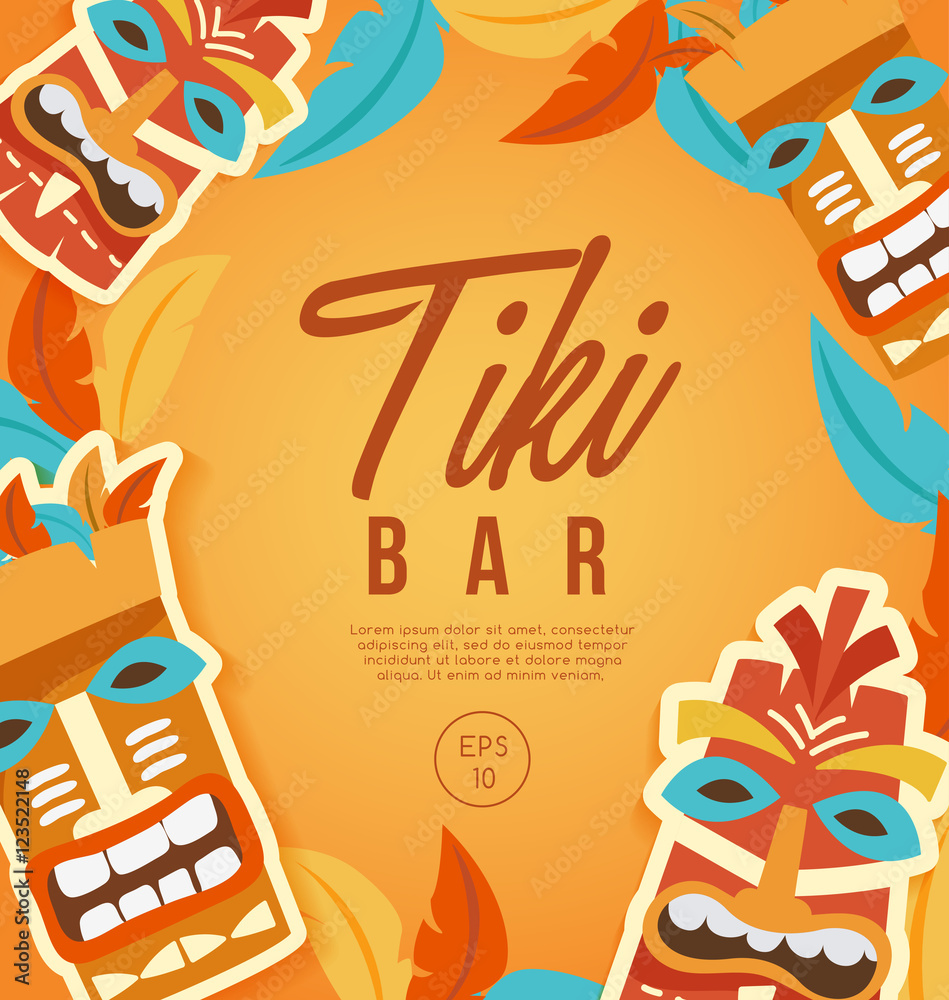 Tiki Tribal Mask : Hawaiian Elements : Vector Illustration Tiki Tribal Mask : Hawaiian Elements : Vector Illustration