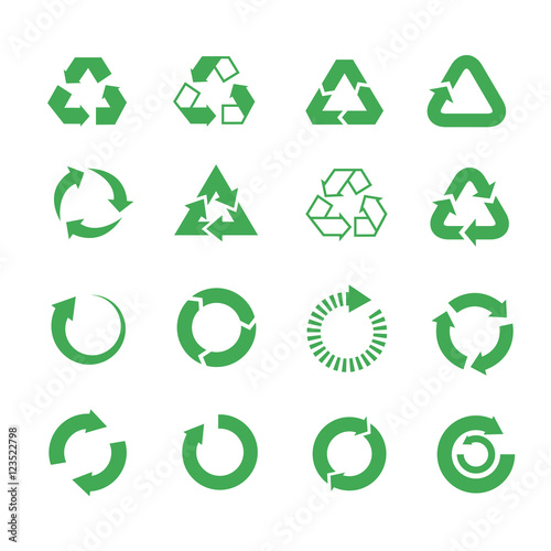 Recycle, raw materials vector icons set