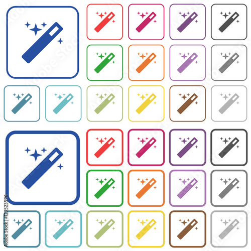 Magic wand color outlined flat icons