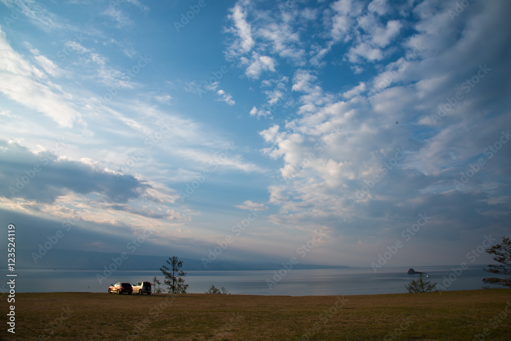 Fototapeta premium Summer on Lake Baikal. Warm evening on Olkhon.