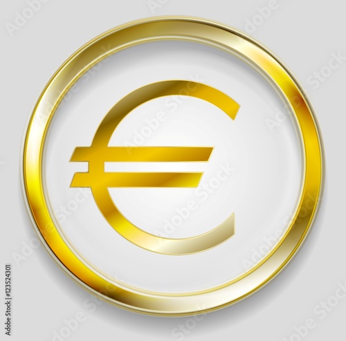 Concept golden euro symbol logo button
