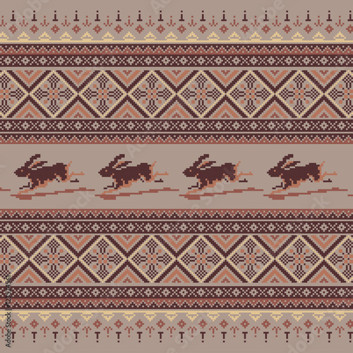 Wallpaper Mural Set of Ethnic holiday ornament pattern in brown colors Torontodigital.ca