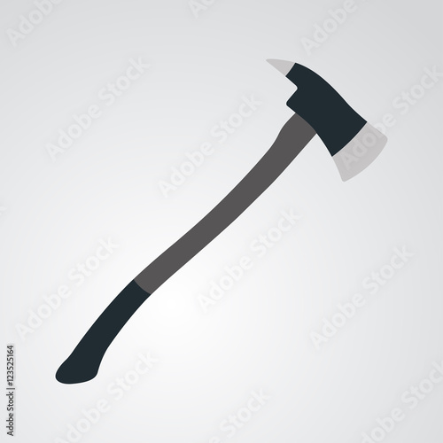  Icono plano hacha bombero gris en fondo degradado
