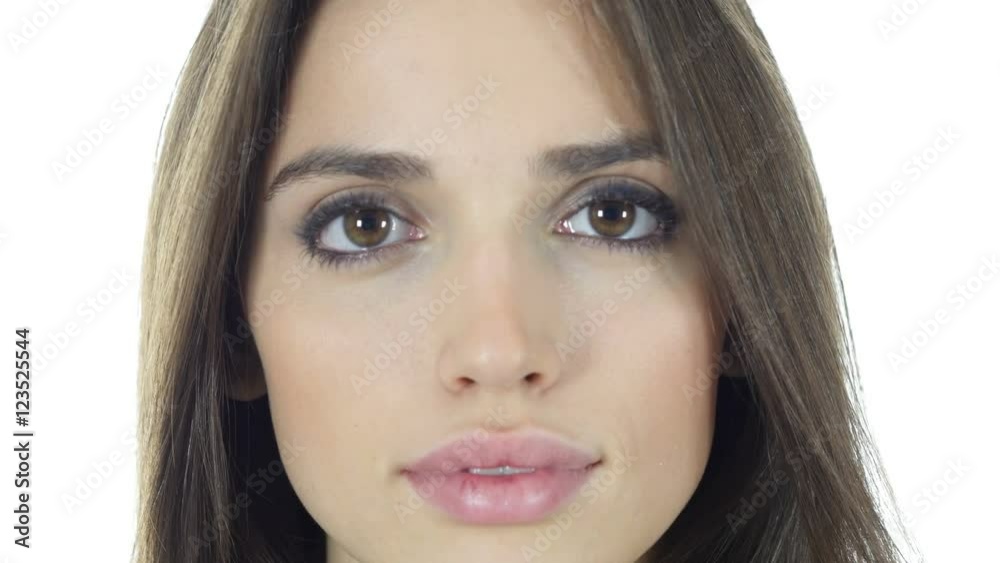 Close up, Beautiful Woman Turning Face Toward Camera and Smiling Close up, Beautiful Woman Turning Face Toward Camera and Smiling