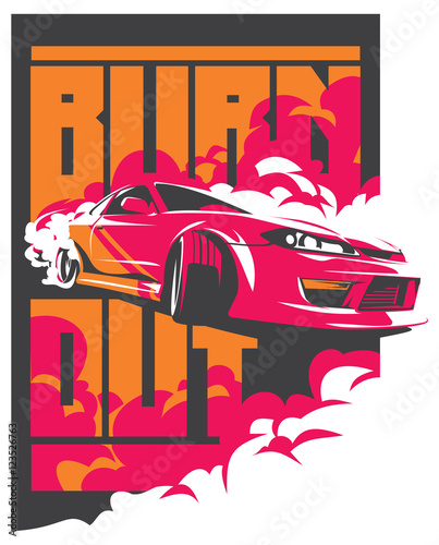 Burnout car, Japanese drift sport, JDM,