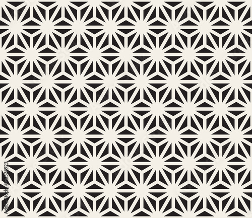 Vector Seamless Black And White Triangle Lines Grid Pattern