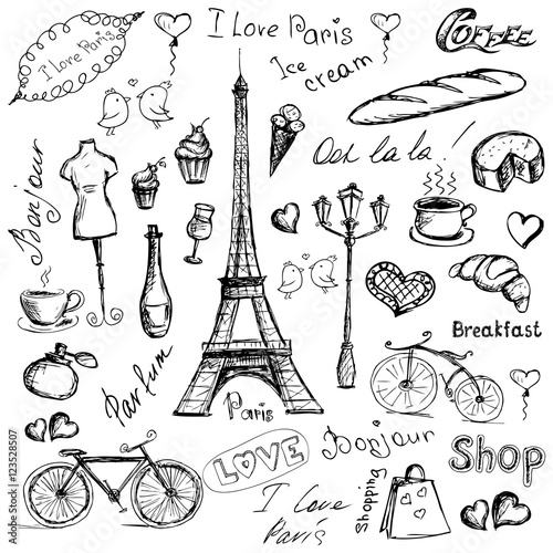 Carta da parati Parigi - Carta da parati  Paris symbols.