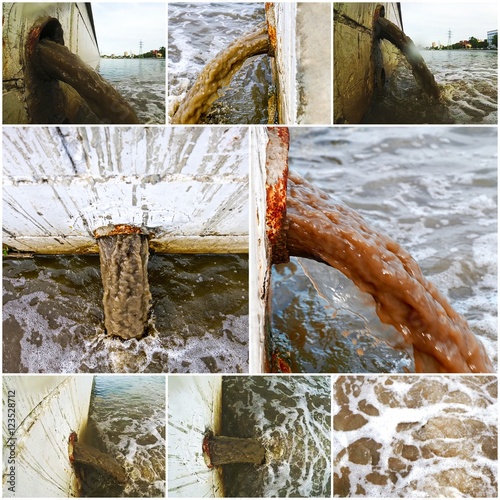 Photography Collage of waste water discharge