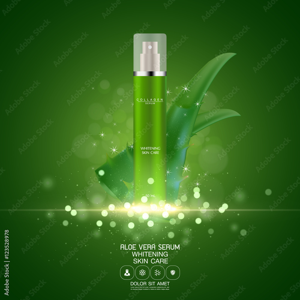 Aloe Vera collagen Serum and Background Concept Skin Care Cosmetic.