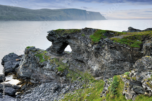 Kirkeporten Rock near Skarsvag, Nordkapp photo