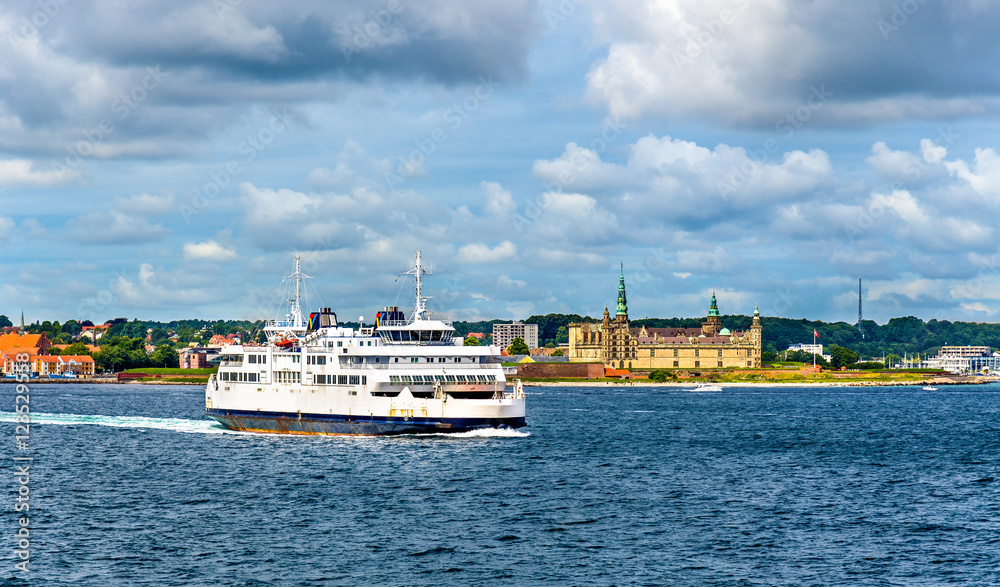 Helsingor - Helsingborg ferry and the Castle of Kronborg - Denmark Helsingor - Helsingborg ferry and the Castle of Kronborg - Denmark