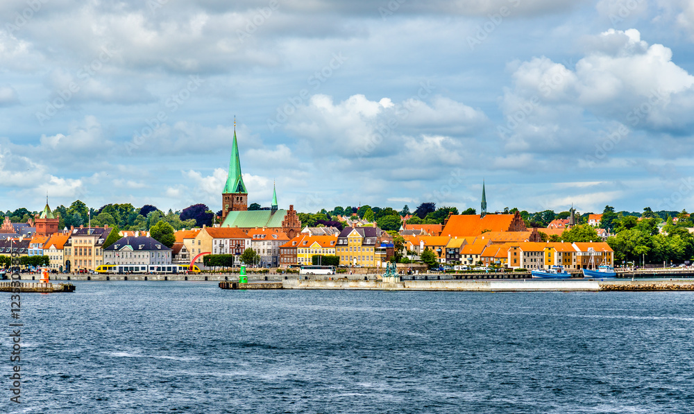 View of Helsingor or Elsinore from Oresund strait - Denmark