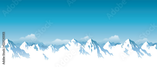 Vector illustration of snowy Himalaya mountains  photo