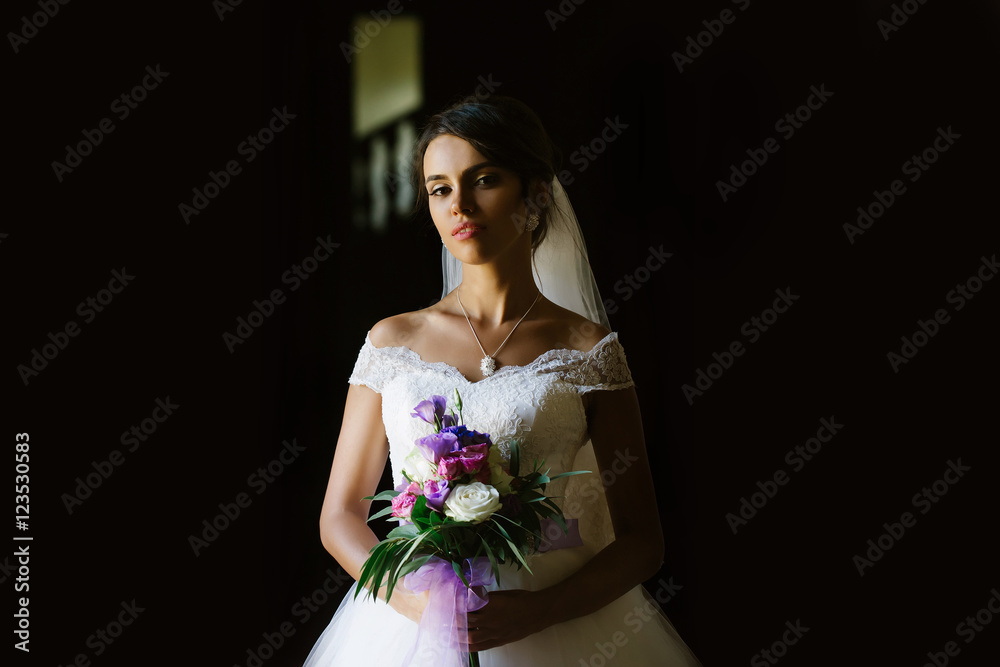 pretty bride with flower bouquet pretty bride with flower bouquet