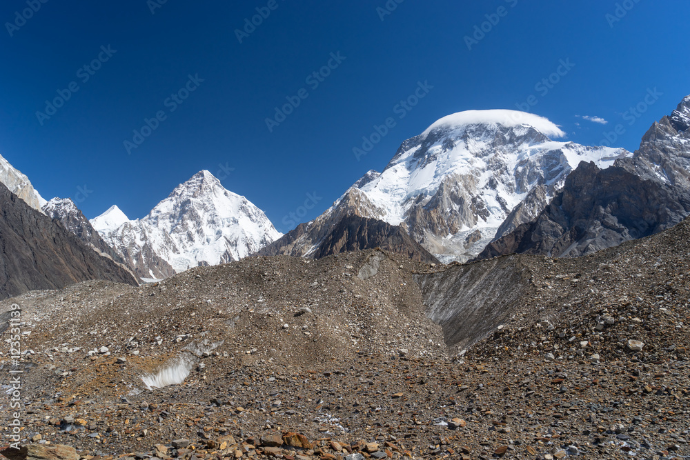 Fototapeta premium K2 and Broad peak mountain, K2 trek