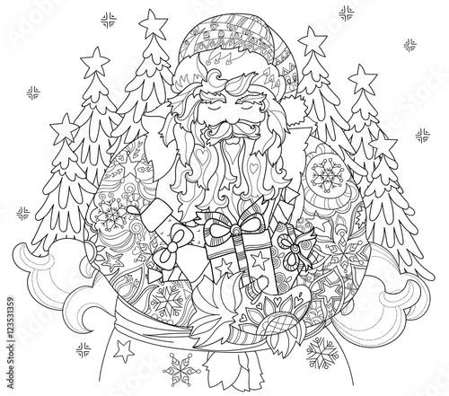Vector cute christmas fairy tale town doodle.
