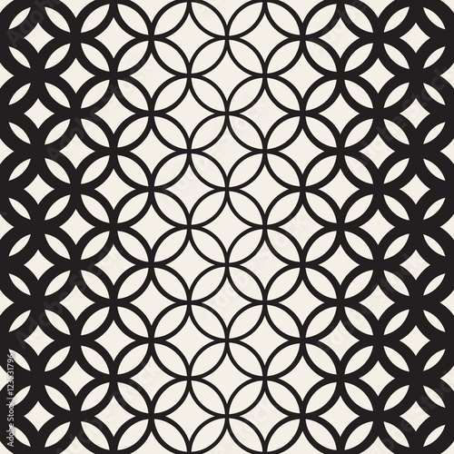 Vector Seamless Black and White Circle Lattice Pattern