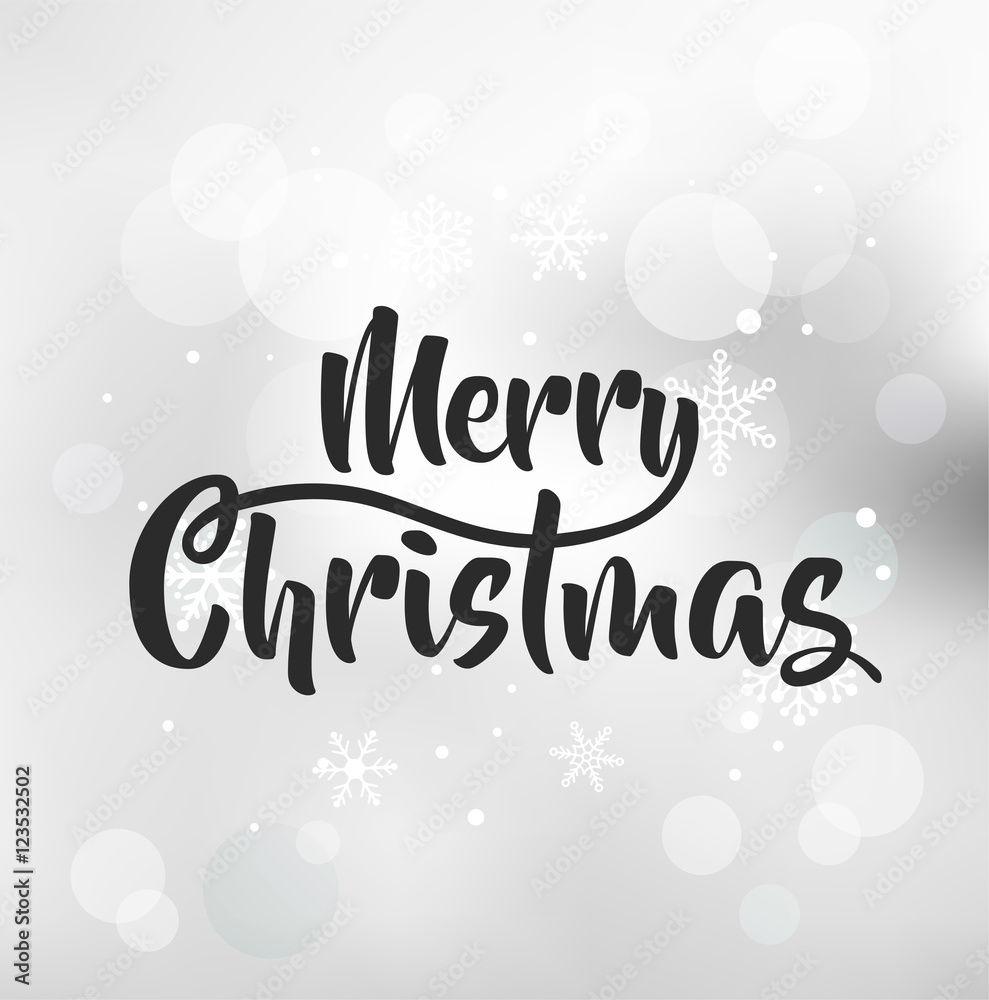 Merry Christmas greeting card, poster and banner with lettering