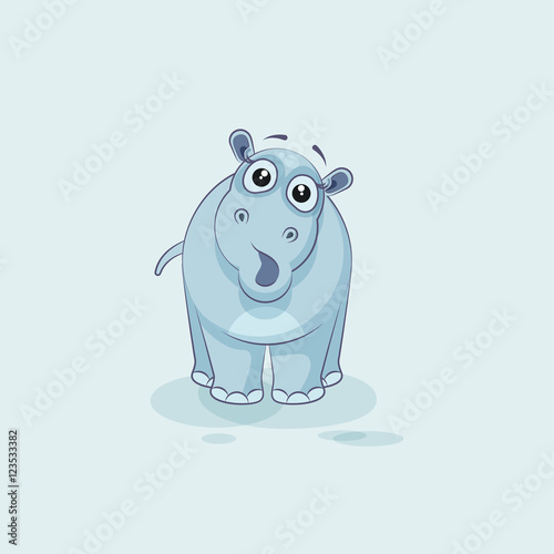Emoji character cartoon Hippopotamus surprised