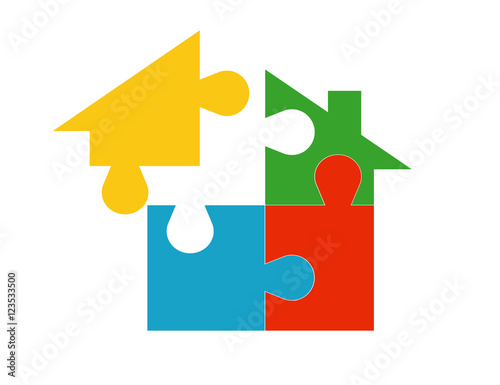 House from puzzles. construction concept