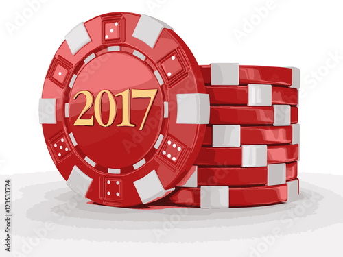 chip of casino 2017. Image with clipping path