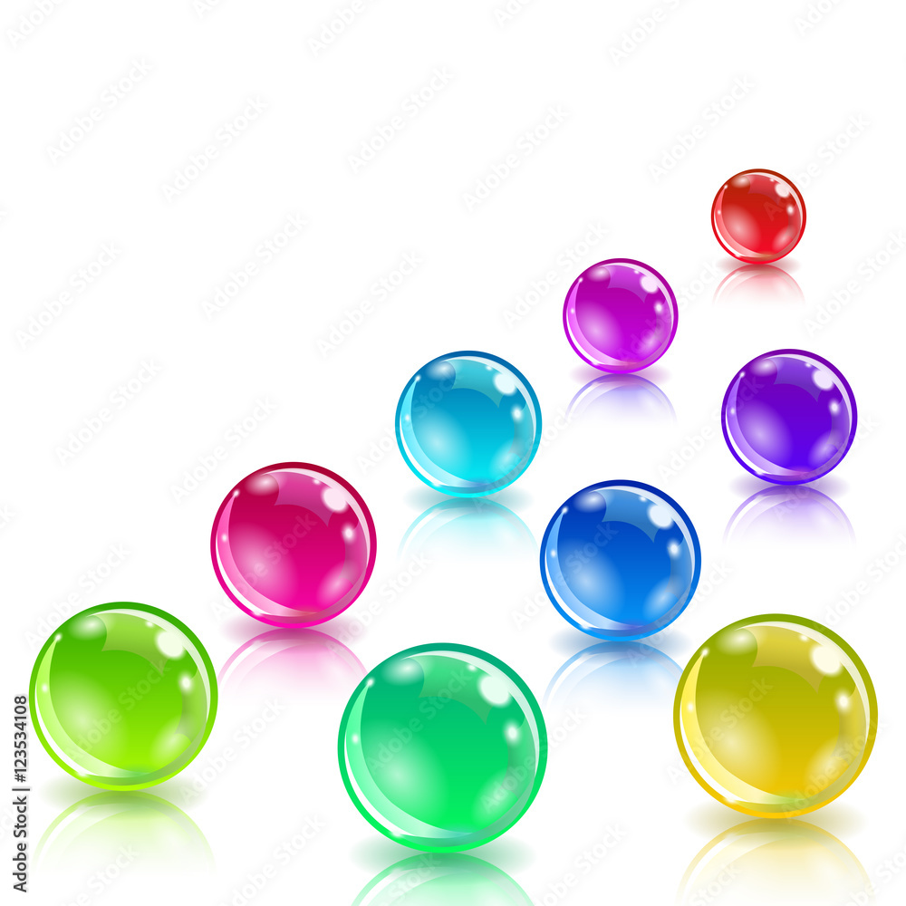 Glossy colored balls with reflection Glossy colored balls with reflection