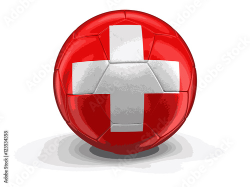 Soccer football with Swiss flag. Image with clipping path