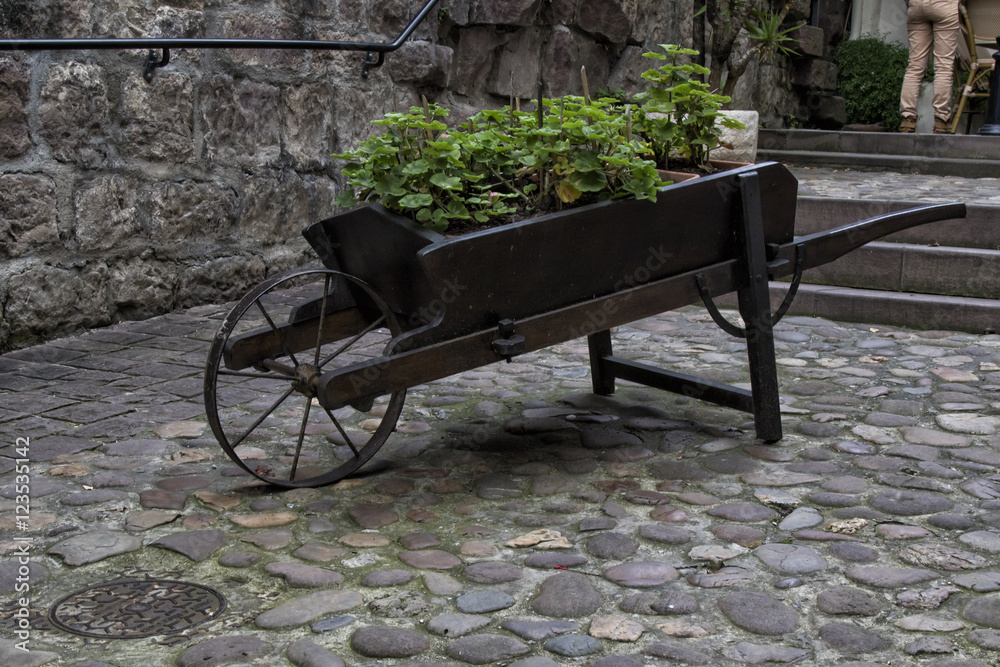wheelbarrow in Saint Jean Pied de Port medieval village