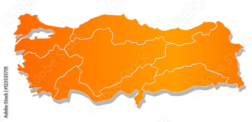 Map of Turkey. Image with clipping path.