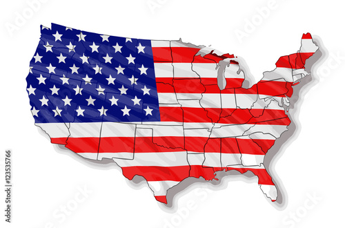 Map of USA. Image with clipping path.