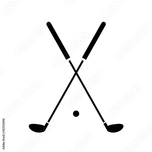 Crossed Golf Clubs Icon. A hand drawn vector illustration of crossed golf clubs and a golf ball.