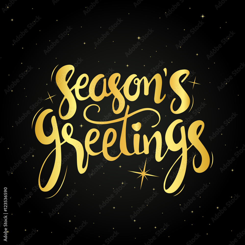 Seasons greetings golden handwritten lettering