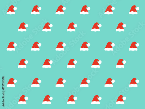 Santa hat pattern on blue b...