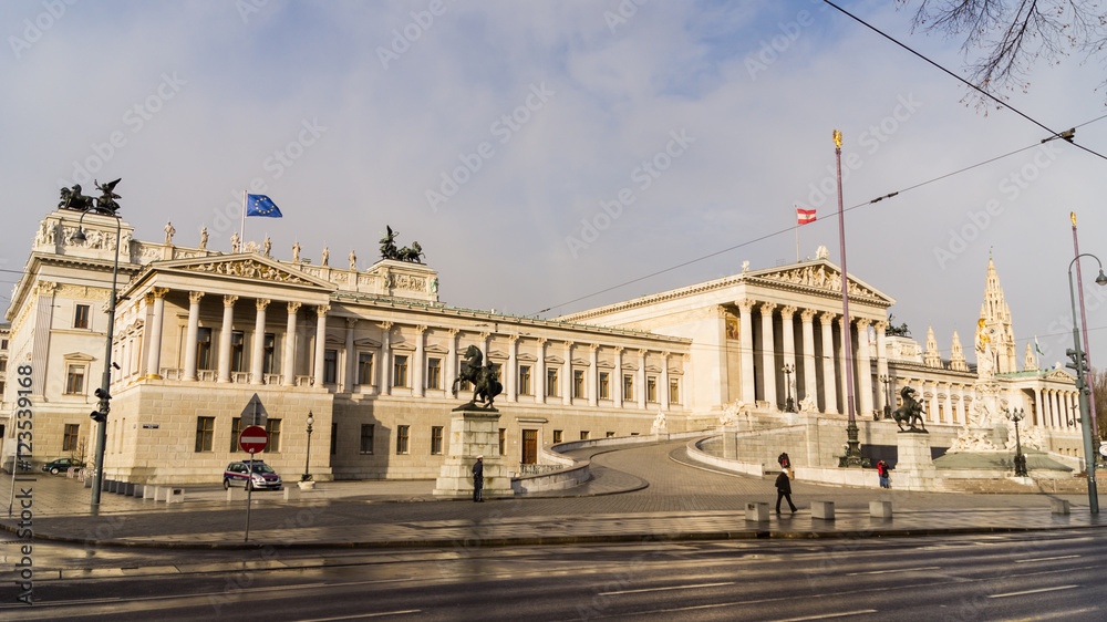 Austrian parliament building (Hohes Haus) in Vienna, Austria.