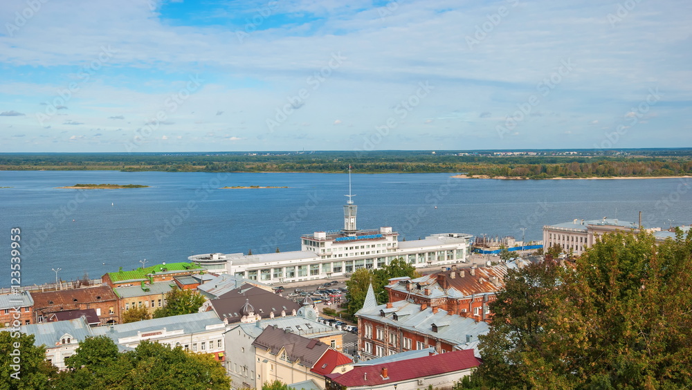 View of the River Station and the River Volga in Nizhny Novgorod