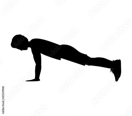 silhouette with man push ups end pose vector illustration