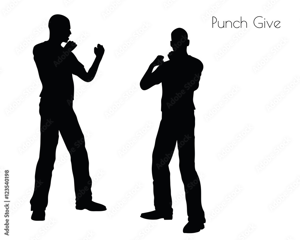 Punch Give pose on white background