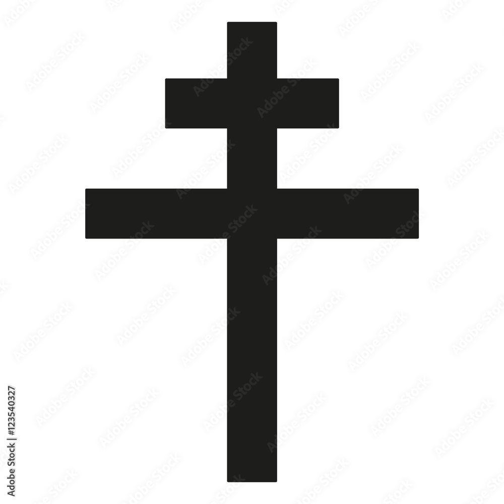 Patriarchal Cross Icon black silhouette. Ancient Christian sign. Vector illustration.