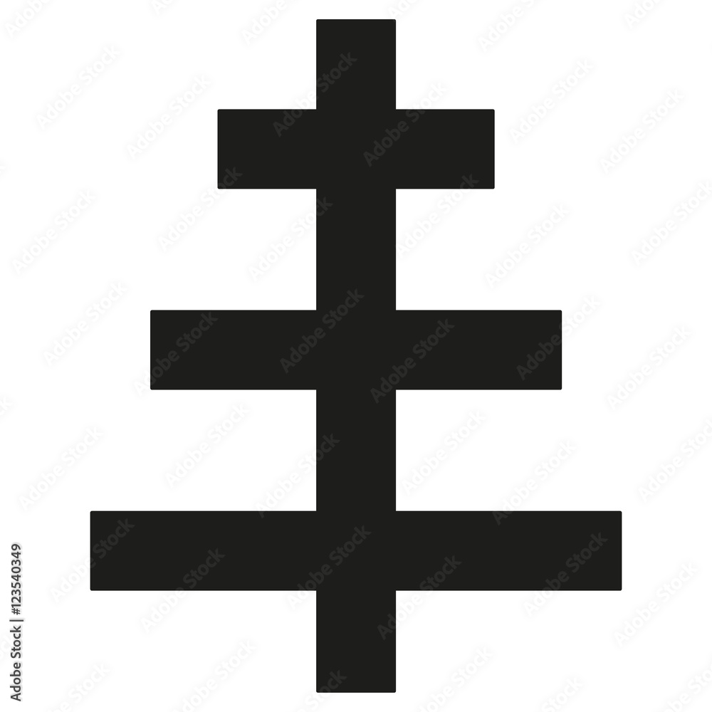 Pope Cross Icon black silhouette. Ancient Christian sign. Vector illustration.