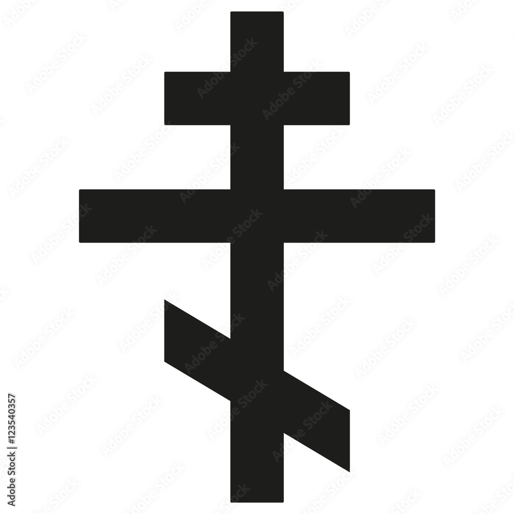 Russian Cross Icon black silhouette. Ancient Christian sign. Vector illustration.