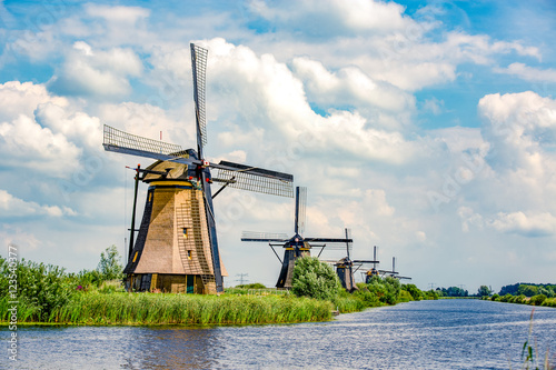 Traditional dutch windmills near Kinderdijk