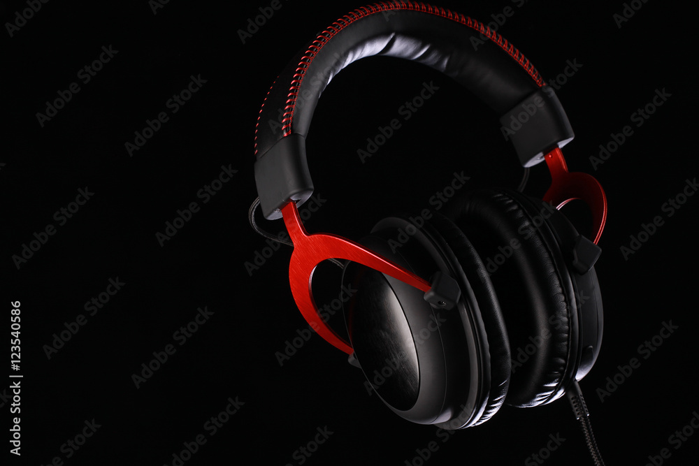 headphone with dark black background headphone with dark black background
