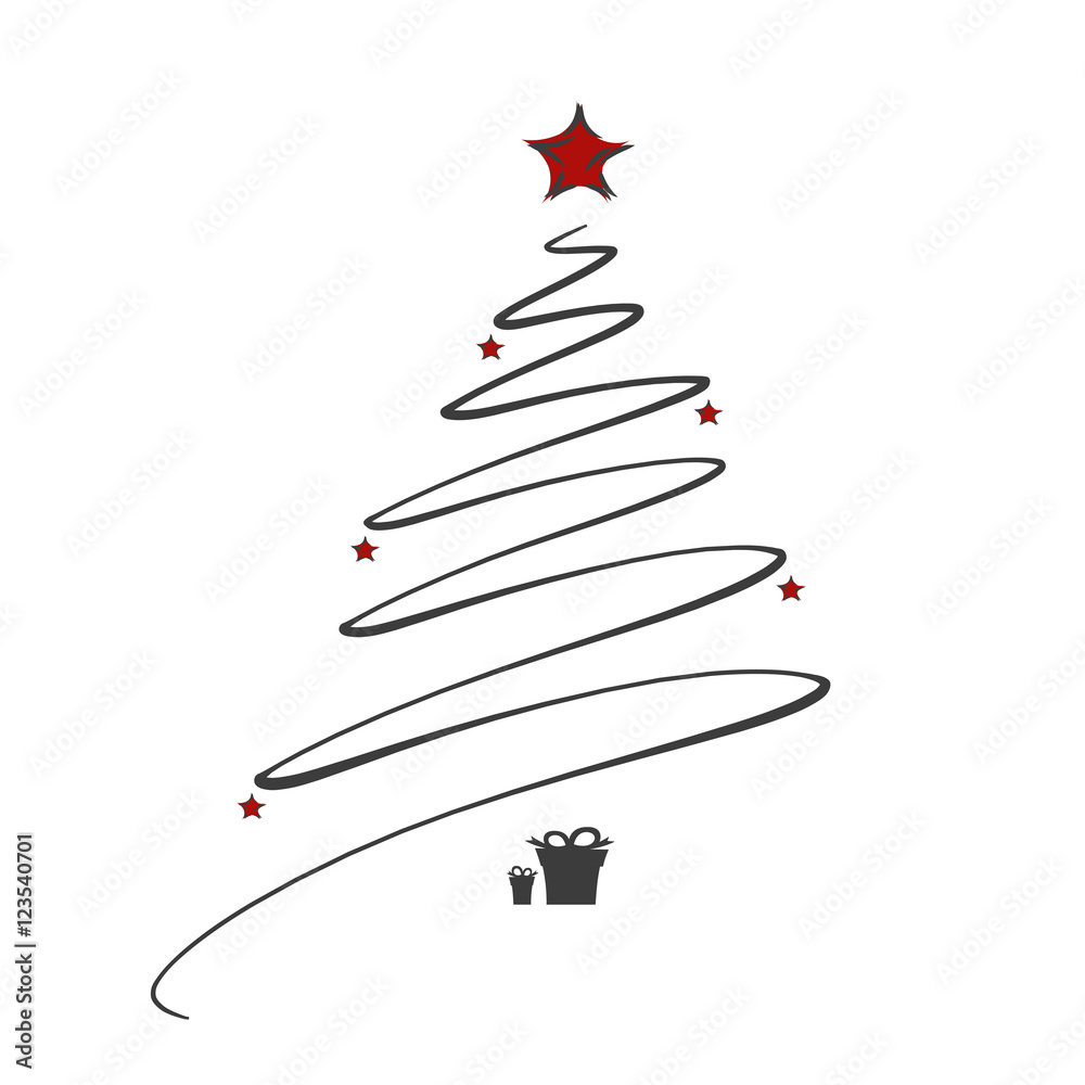 Weihnachtsbaum mit Sternen und Geschenken | modern