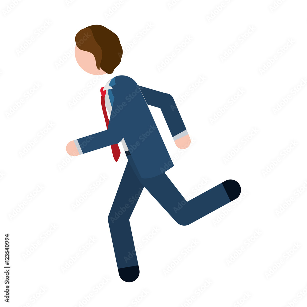 man formal suit blue with quickly vector illustration