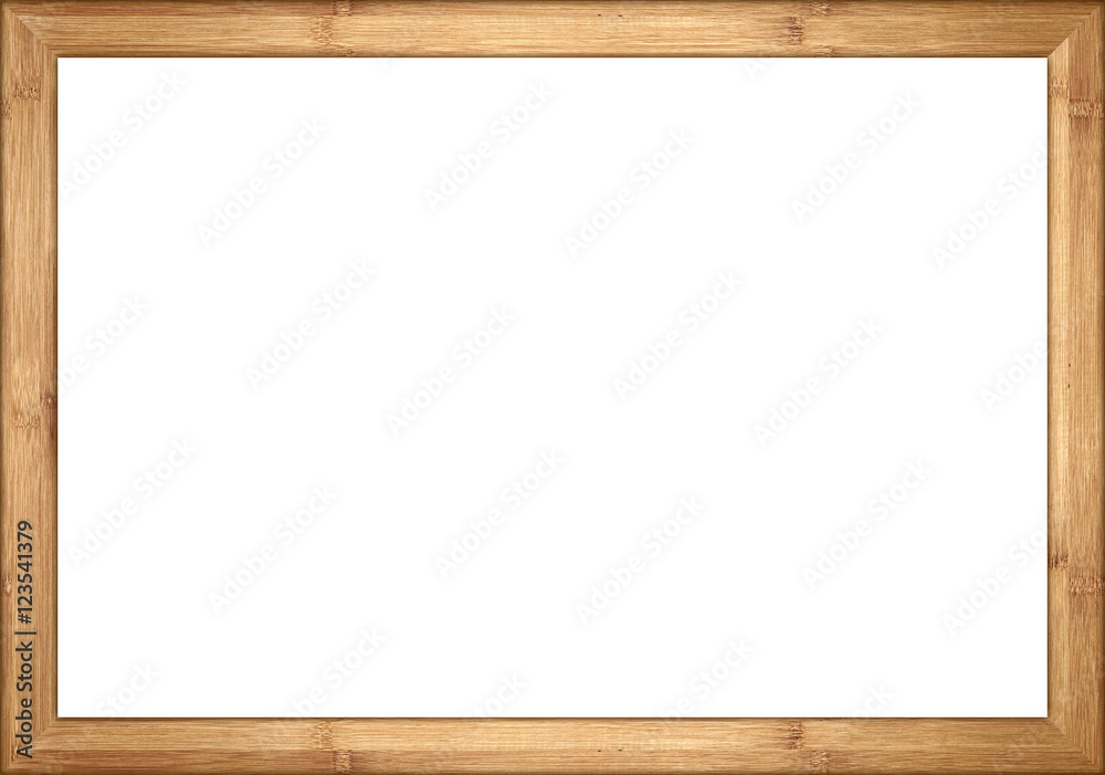 Fototapeta pusty drewniany obraz retro lub rama tablica z bambusa drewna na białym tle / Holzrahmen Bambus isoliert auf weißem Hintergrund