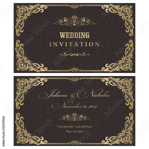 Set of 2 Wedding Invitation card Baroque