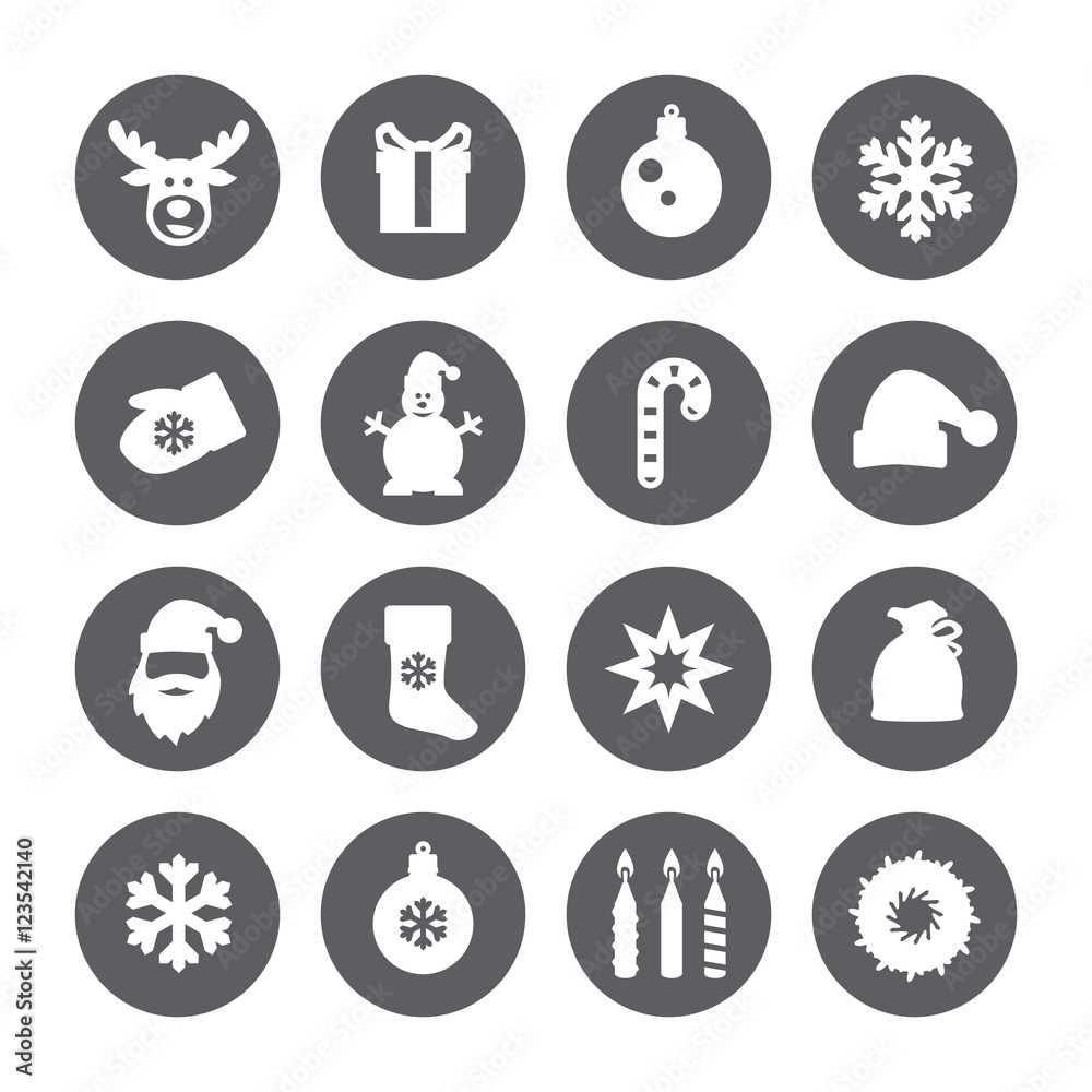 Christmas icons. Vector set.