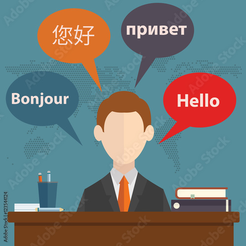 Synchronic translation services and international court legal interpreting flat banners set abstract vector illustration