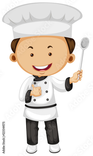 Male chef holding spoon